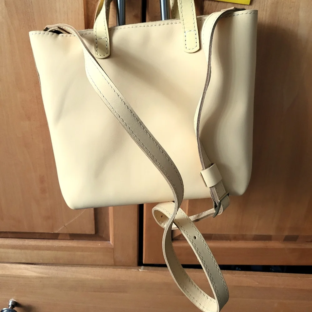 Portland Leather Mini Crossbody w/Zipper in Vanilla - Picture 4 of 4